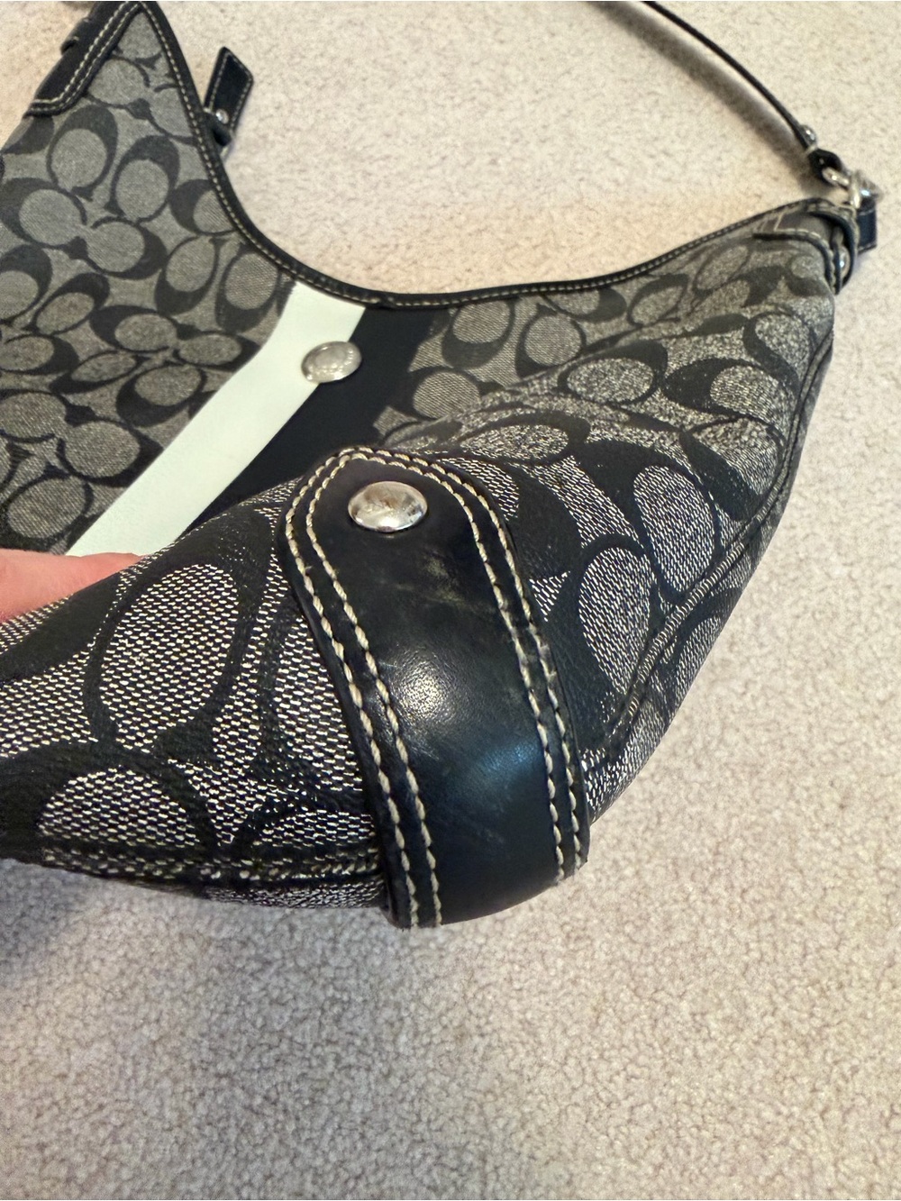 Coach Signature Stripe Hobo Shoulder Bag - Picture 5 of 12